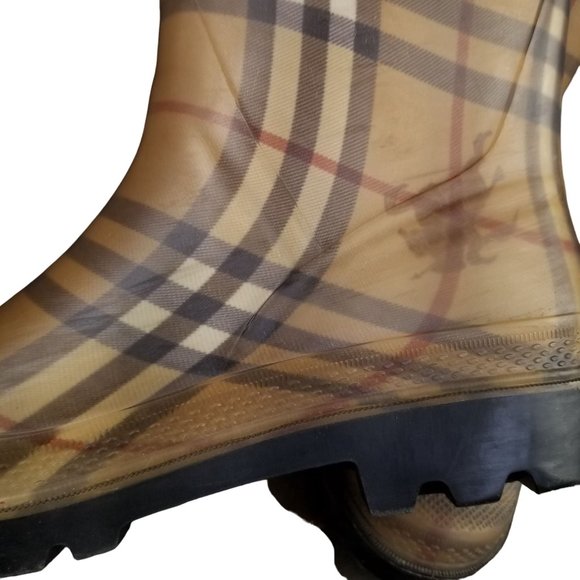 Burberry Haymarket Check Pattern Rubber Rain Boots size 9.5 womens - Picture 9 of 12